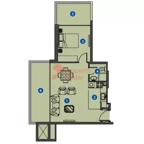 Floor plan, 1 Bed, 730 sq ft