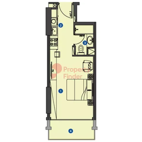Floor plan, Studio, 360 sq ft