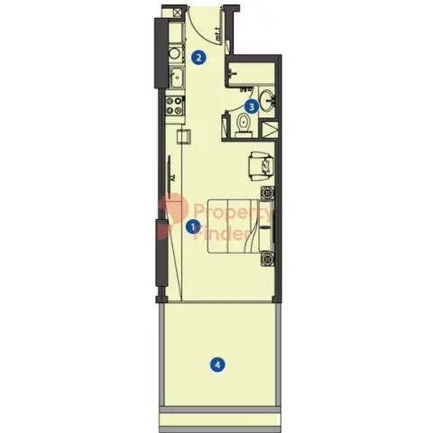 Floor plan, Studio, 425 sq ft