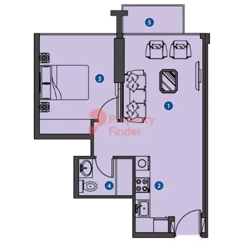 Floor plan, 1 Bed, 520 sq ft