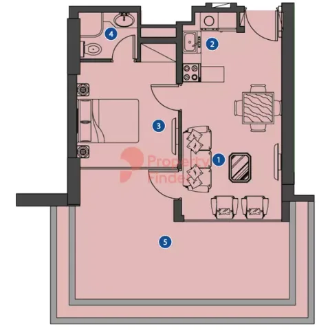 Floor plan, 1 Bed, 695 sq ft