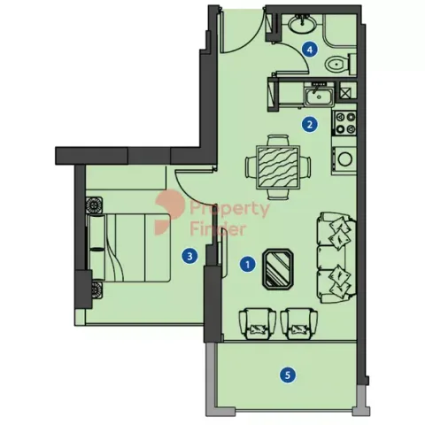 Floor plan, 1 Bed, 485 sq ft