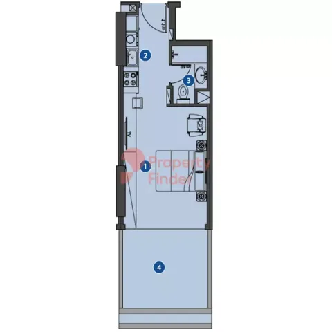 Floor plan, Studio, 444 sq ft