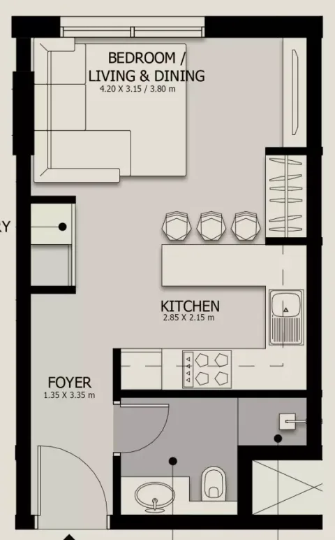Floor plan, Studio, 0 sq ft