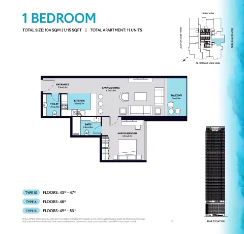 Floor plan, 1 Bed, 1,115 sq ft