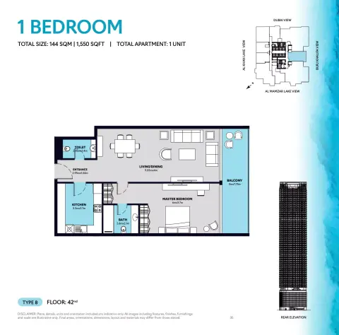 Floor plan, 1 Bed, 1,550 sq ft