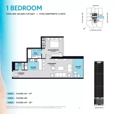 Floor plan, 1 Bed, 1,115 sq ft