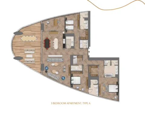 Floor plan, 3 Beds, 0 sq ft