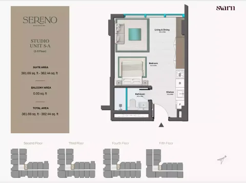 Floor plan, Studio, 382 sq ft