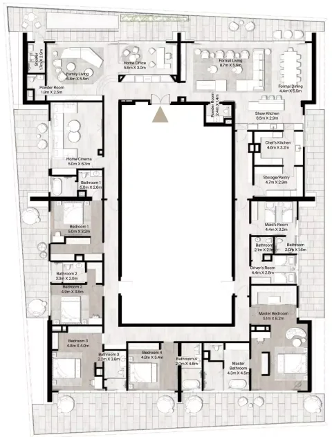Floor plan, 5 Beds, 9,325 sq ft