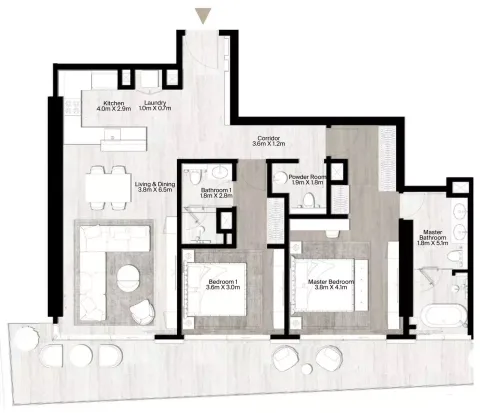 Floor plan, 2 Beds, 1,658 sq ft