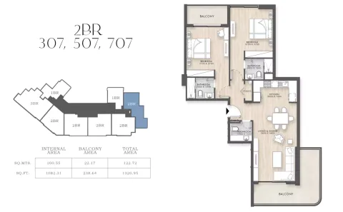 Floor plan, 2 Beds, 1,320 sq ft