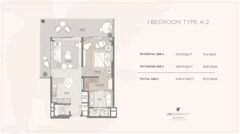 Floor plan, 1 Bed, 1,047 sq ft
