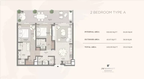 Floor plan, 2 Beds, 1,432 sq ft
