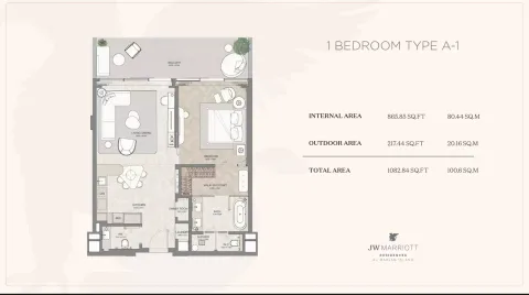 Floor plan, 1 Bed, 1,083 sq ft