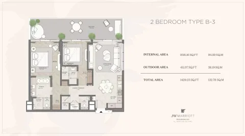 Floor plan, 2 Beds, 1,429 sq ft