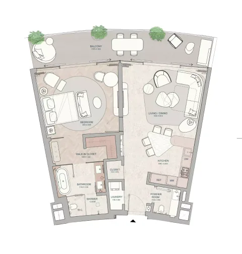 Floor plan, 1 Bed, 1,118 sq ft