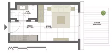 Floor plan, Studio, 457 sq ft