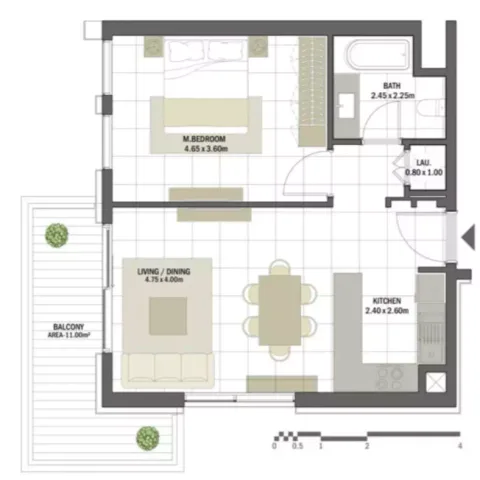 Floor plan, 1 Bed, 777 sq ft