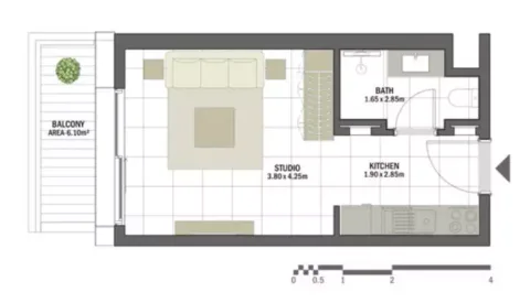 Floor plan, Studio, 392 sq ft