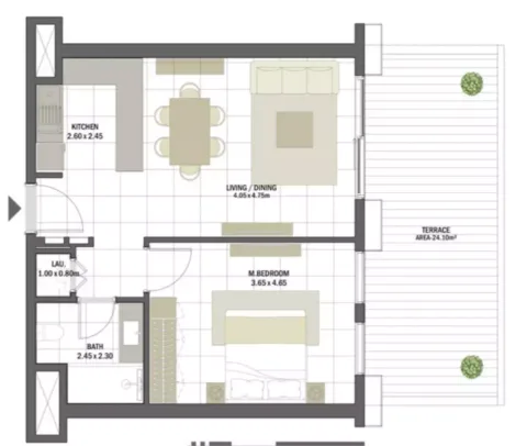 Floor plan, 1 Bed, 913 sq ft