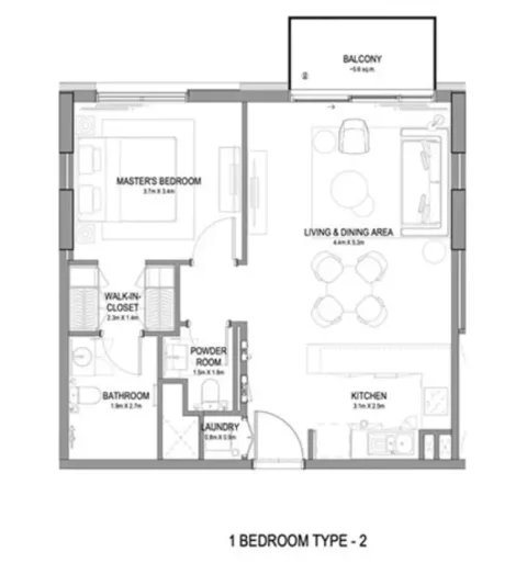 Floor plan, 1 Bed, 0 sq ft