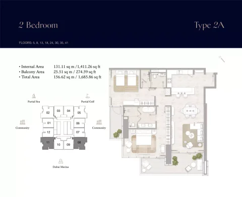 Floor plan, 2 Beds, 1,685 sq ft
