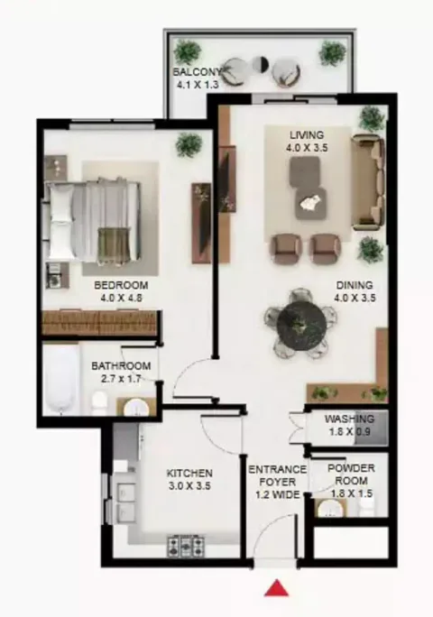 Floor plan, 1 Bed, 943 sq ft
