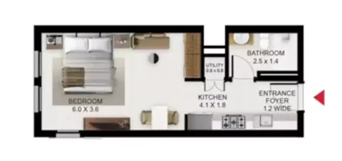 Floor plan, Studio, 399 sq ft