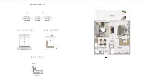 Floor plan, 1 Bed, 910 sq ft
