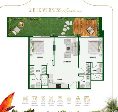 Floor plan, 2 Beds, 0 sq ft