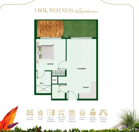 Floor plan, 1 Bed, 0 sq ft