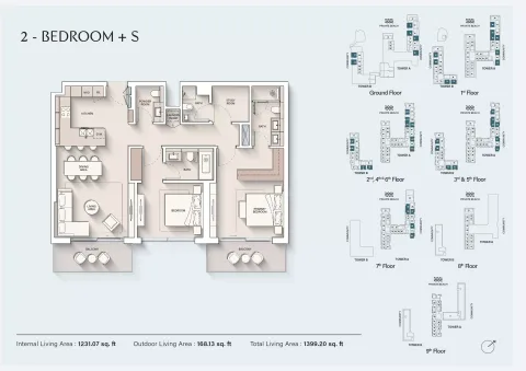 Floor plan, 2 Beds, 1,399 sq ft