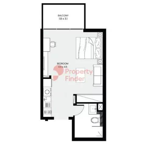 Floor plan, Studio, 548 sq ft