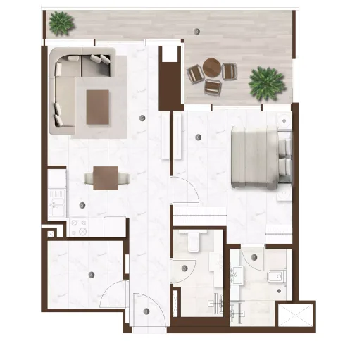 Floor plan, 1 Bed, 823 sq ft