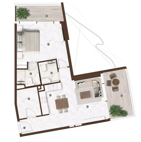 Floor plan, 1 Bed, 856 sq ft