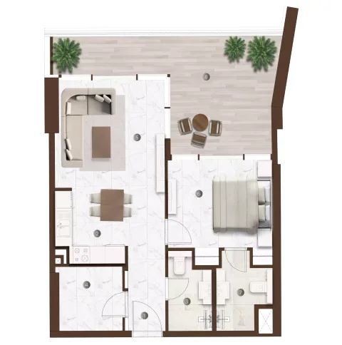 Floor plan, 1 Bed, 875 sq ft