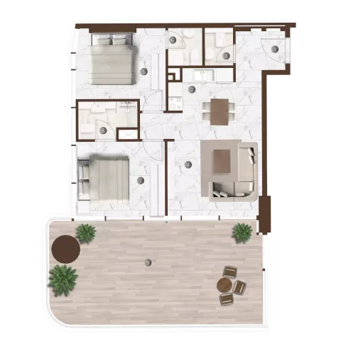 Floor plan, 2 Beds, 1,171 sq ft