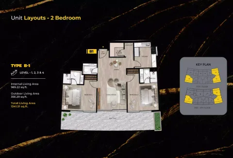 Floor plan, 2 Beds, 1,341 sq ft