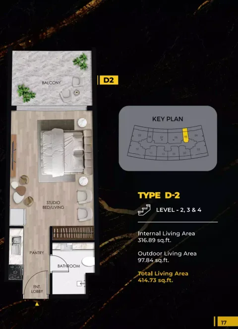 Floor plan, Studio, 414 sq ft