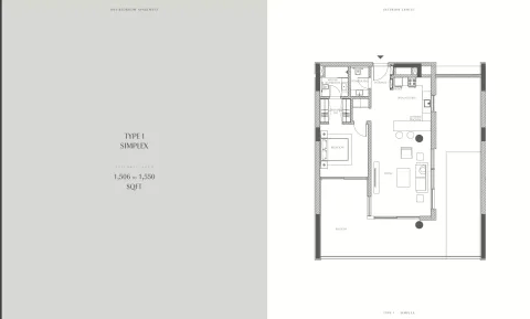 Floor plan, 1 Bed, 1,506 sq ft