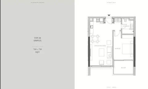 Floor plan, 1 Bed, 769 sq ft
