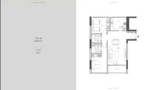 Floor plan, 2 Beds, 1,126 sq ft