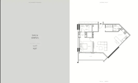 Floor plan, 1 Bed, 1,117 sq ft