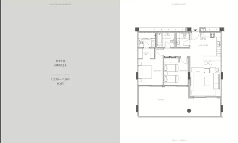 Floor plan, 2 Beds, 1,536 sq ft