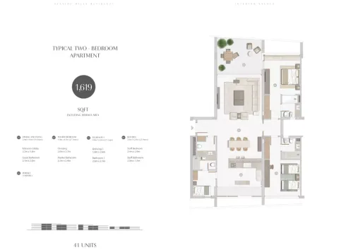 Floor plan, 2 Beds, 1,619 sq ft