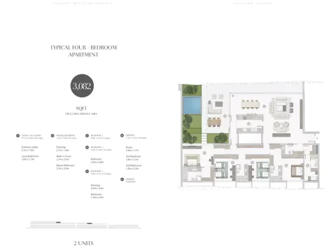 Floor plan, 4 Beds, 3,082 sq ft