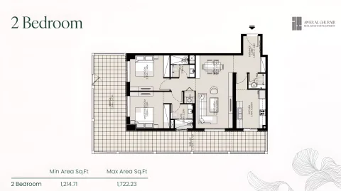 Floor plan, 2 Beds, 1,214 sq ft