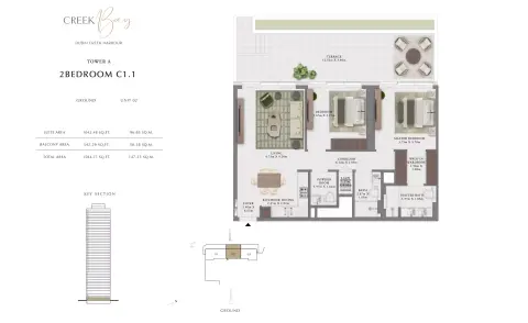 Floor plan, 2 Beds, 1,585 sq ft
