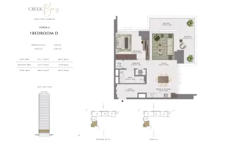 Floor plan, 1 Bed, 1,086 sq ft